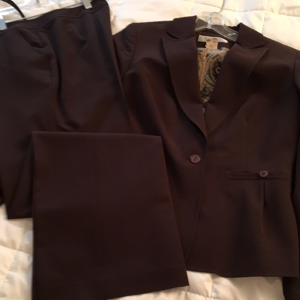 Nine West pants suit brown wide leg